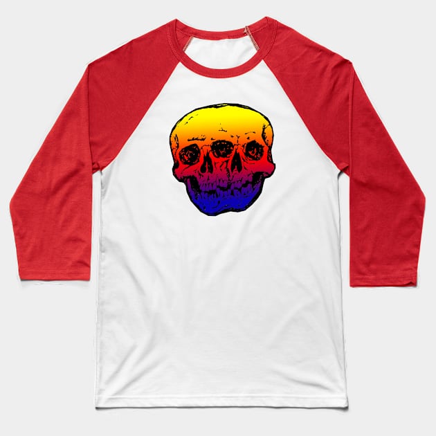 Conjoined Skulls - Rainbow Baseball T-Shirt by ArtGuyDesigns